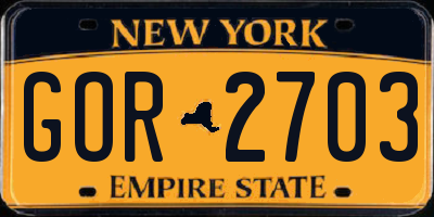 NY license plate GOR2703