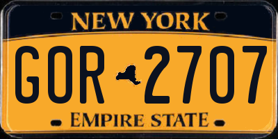 NY license plate GOR2707
