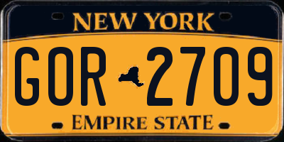 NY license plate GOR2709