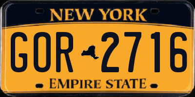 NY license plate GOR2716