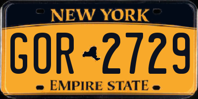 NY license plate GOR2729