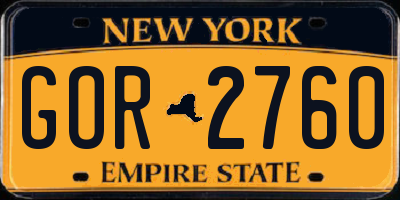 NY license plate GOR2760