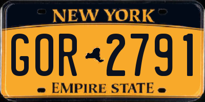 NY license plate GOR2791