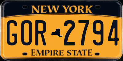 NY license plate GOR2794