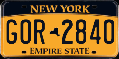 NY license plate GOR2840