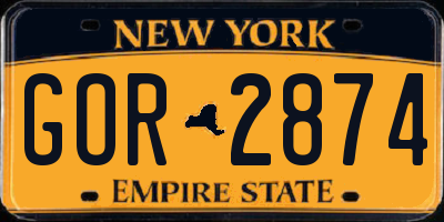 NY license plate GOR2874