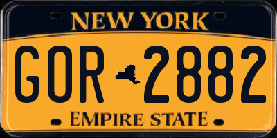 NY license plate GOR2882