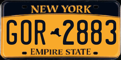 NY license plate GOR2883