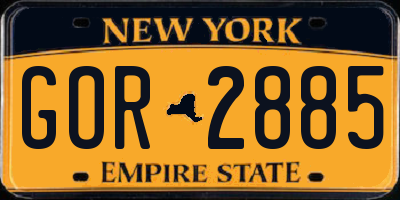 NY license plate GOR2885