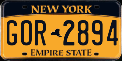 NY license plate GOR2894