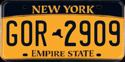 NY license plate GOR2909