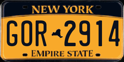 NY license plate GOR2914