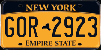 NY license plate GOR2923