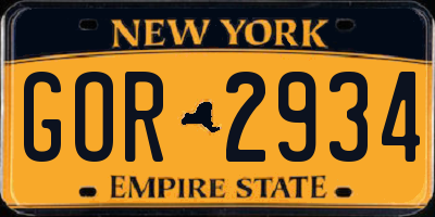 NY license plate GOR2934