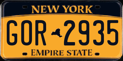 NY license plate GOR2935
