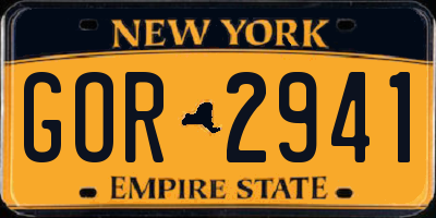 NY license plate GOR2941