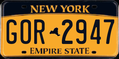 NY license plate GOR2947