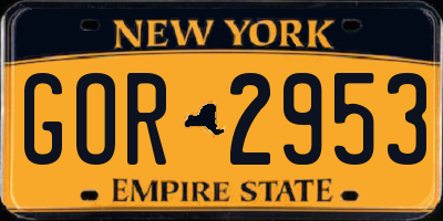 NY license plate GOR2953