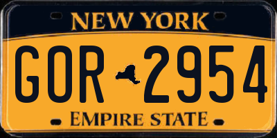 NY license plate GOR2954