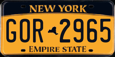 NY license plate GOR2965