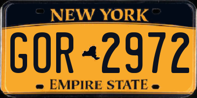 NY license plate GOR2972