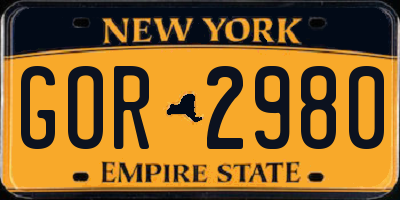 NY license plate GOR2980