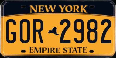 NY license plate GOR2982