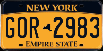 NY license plate GOR2983