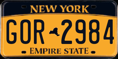 NY license plate GOR2984
