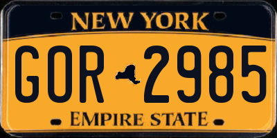 NY license plate GOR2985
