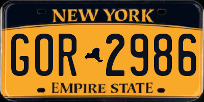 NY license plate GOR2986