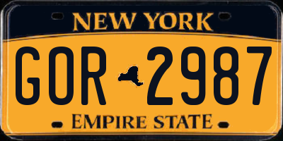 NY license plate GOR2987