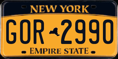 NY license plate GOR2990