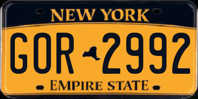 NY license plate GOR2992