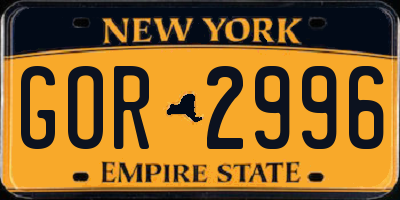 NY license plate GOR2996
