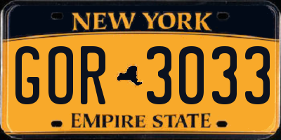 NY license plate GOR3033