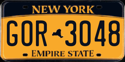 NY license plate GOR3048