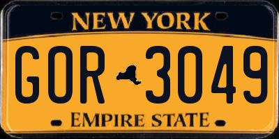 NY license plate GOR3049