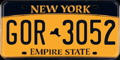 NY license plate GOR3052
