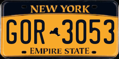NY license plate GOR3053