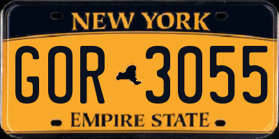 NY license plate GOR3055