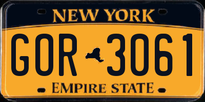 NY license plate GOR3061