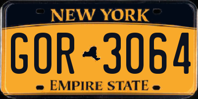 NY license plate GOR3064