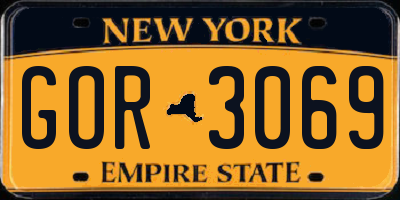 NY license plate GOR3069