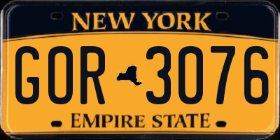 NY license plate GOR3076