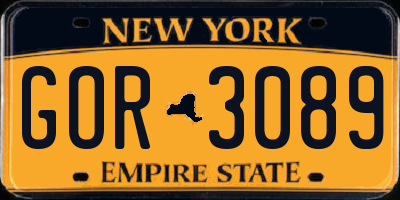 NY license plate GOR3089