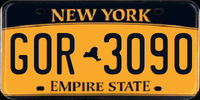 NY license plate GOR3090