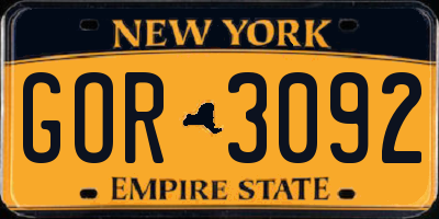 NY license plate GOR3092