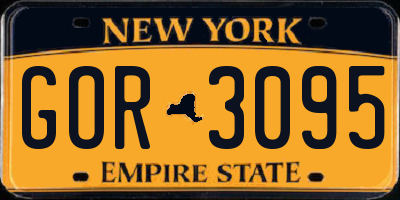 NY license plate GOR3095