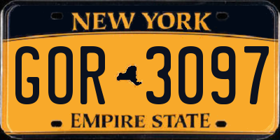 NY license plate GOR3097